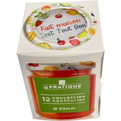 LE PARFAIT lot de 12 couvercles confiturier to d82 mm décor fruits - Publicité LE PARFAIT lot de 12 couvercles confiturier to d82 mm décor fruits - Publicité