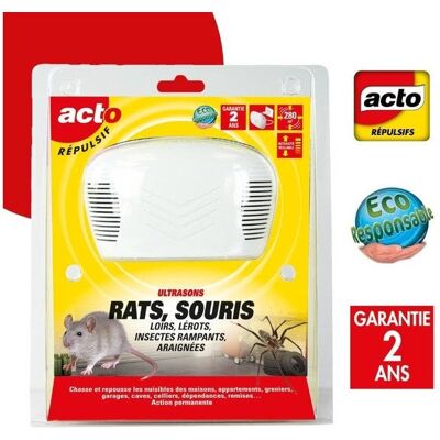 RETRO Répulsif ultrasons rats, souris, loirs, lérots et araignées, protége jusqu’à 280 m² - Publicité RETRO Répulsif ultrasons rats, souris, loirs, lérots et araignées, protége jusqu’à 280 m² - Publicité