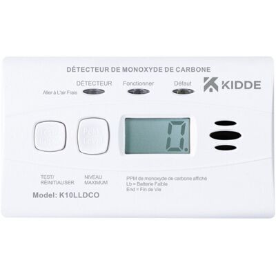 Detecteur de monoxyde de carbone KIDDE 10lldco-k797, 10 ans - Publicité Detecteur de monoxyde de carbone KIDDE 10lldco-k797, 10 ans - Publicité