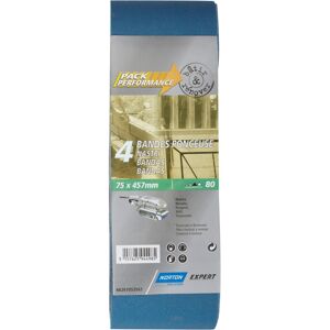Symantec Lot de 4 bandes abrasives NORTON, 75 x 457 mm, grains 80 - Publicité Symantec Lot de 4 bandes abrasives NORTON, 75 x 457 mm, grains 80 - Publicité