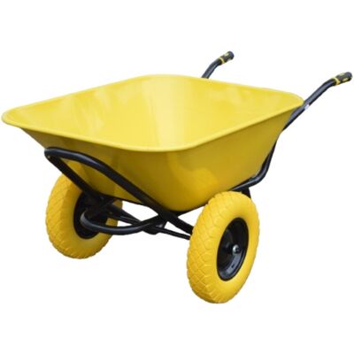 PERRIN Brouette 165 L - 2 roues increvables - Duo Tonic - jaune - Publicité PERRIN Brouette 165 L - 2 roues increvables - Duo Tonic - jaune - Publicité