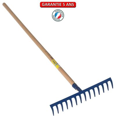 PERRIN Râteau forgé 16 dents courbes manche bois 1,50 m, outil trempé haute résistance, jardin - Publicité PERRIN Râteau forgé 16 dents courbes manche bois 1,50 m, outil trempé haute résistance, jardin - Publicité