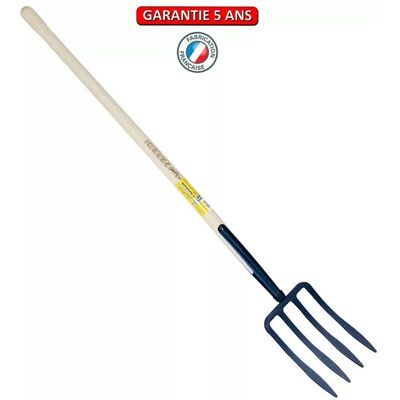 PERRIN Fourche à bêcher à soie 4 dents spatulée manche pomme - Publicité PERRIN Fourche à bêcher à soie 4 dents spatulée manche pomme - Publicité