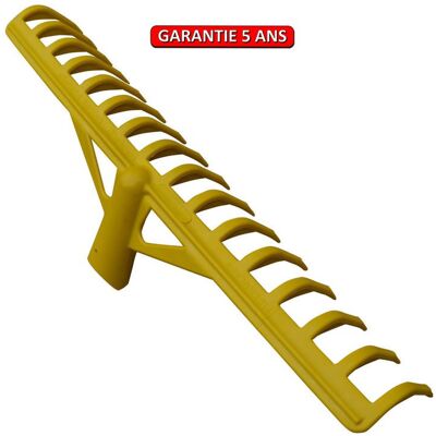 PERRIN Râteau fibre jaune a bunker 16 dents courbes sans manche - Publicité PERRIN Râteau fibre jaune a bunker 16 dents courbes sans manche - Publicité