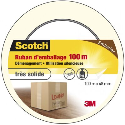 Adhésif SCOTCH emballage une face multiusage L.100 m x l.48 mm, transparent - Publicité Adhésif SCOTCH emballage une face multiusage L.100 m x l.48 mm, transparent - Publicité