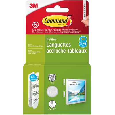 Lot de 4 Languette adhésive blanc Command 3M - Publicité Lot de 4 Languette adhésive blanc Command 3M - Publicité