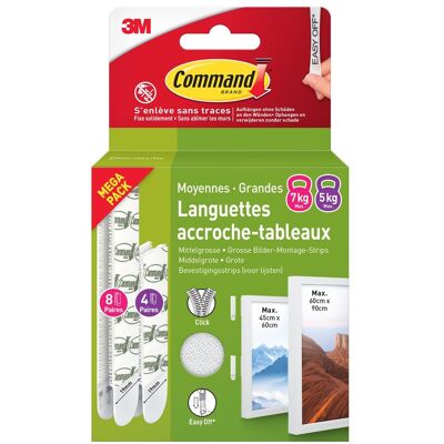 COMMAND Languette de fixation adhésive tableau 8 M + 16 L blanc, lot de 12 paires, Comma - Publicité COMMAND Languette de fixation adhésive tableau 8 M + 16 L blanc, lot de 12 paires, Comma - Publicité