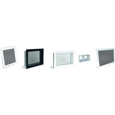 Joncoux Grille de hotte blanche avec boîtier double Ø125 mm - 345 x 195 mm - Publicité Joncoux Grille de hotte blanche avec boîtier double Ø125 mm - 345 x 195 mm - Publicité