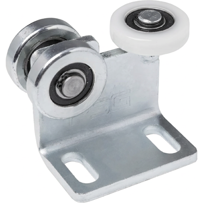 PSG Chariot à 3 galets pour portails suspendus pour profilé 50x50 mm, 2 galets en acier et 1 en plastique - Publicité PSG Chariot à 3 galets pour portails suspendus pour profilé 50x50 mm, 2 galets en acier et 1 en plastique - Publicité