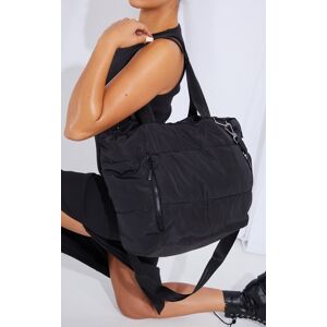 PrettyLittleThing Tote bag oversize noir matelassé, Noir  - Noir - Publicité