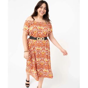 Robe femme grande taille en maille extensible et col smocké