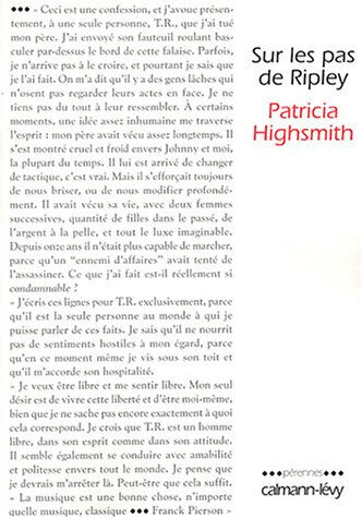 Sur les pas de Ripley Patricia Highsmith Calmann-Lévy