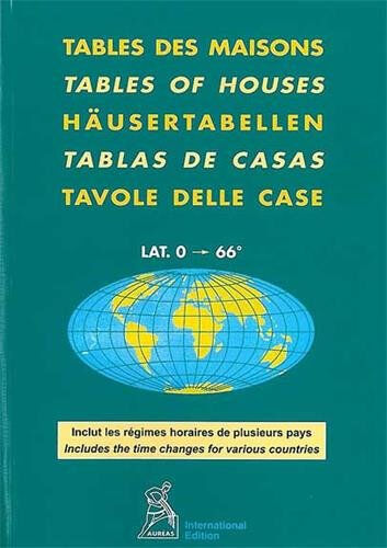 Table des maisons : lat. 0-66°. Tables of houses. Häusertabellen. Tablas de casas. Tavole delle case auréas Auréas