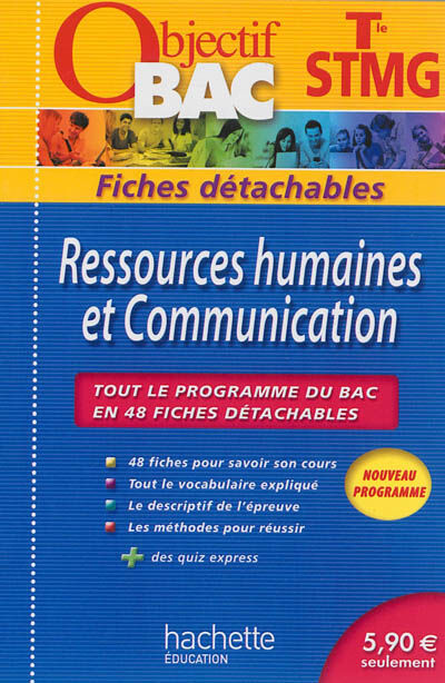 Ressources humaines et communication terminale STMG : tout le programme du bac en 48 fiches détachab Carine Courtès-Lapeyrat Hachette Education