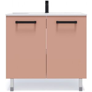 Meuble de salle de bain suspendu avec pieds vasque intégrée 90cm 2 portes Abricot - Chelsea - Publicité Meuble de salle de bain suspendu avec pieds vasque intégrée 90cm 2 portes Abricot - Chelsea - Publicité