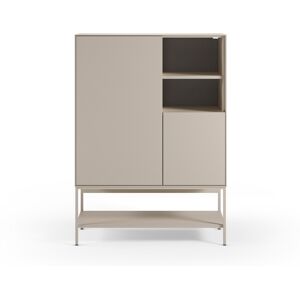 Buffet haut 2 portes 2 niches beige 90 cm - Zara - Publicité Buffet haut 2 portes 2 niches beige 90 cm - Zara - Publicité