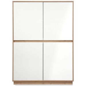Buffet 4 portes effet Chêne et blanc brillant 101 cm - Nalen - Publicité Buffet 4 portes effet Chêne et blanc brillant 101 cm - Nalen - Publicité
