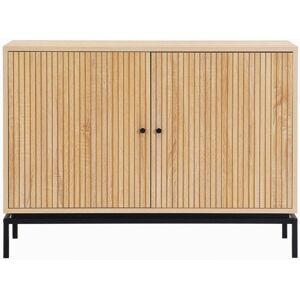 Buffet 2 portes effet bois rainuré 110 cm - Talia - Publicité Buffet 2 portes effet bois rainuré 110 cm - Talia - Publicité