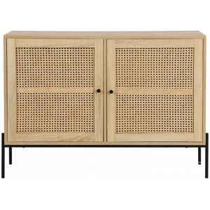 Buffet 2 portes en cannage naturel et effet chêne 110 cm - Iris - Publicité Buffet 2 portes en cannage naturel et effet chêne 110 cm - Iris - Publicité