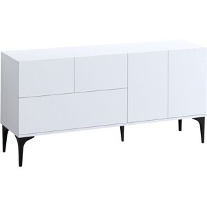 Buffet 5 portes blanc 150 cm - Tavira - Publicité Buffet 5 portes blanc 150 cm - Tavira - Publicité