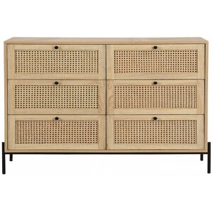 Homifab - Commode 6 tiroirs cannage naturel et effet chêne 120 cm - Dresser - Publicité Homifab - Commode 6 tiroirs cannage naturel et effet chêne 120 cm - Dresser - Publicité