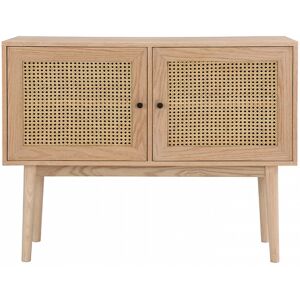 Buffet 2 portes en cannage naturel et placage chêne 100 cm - Eden - Publicité Buffet 2 portes en cannage naturel et placage chêne 100 cm - Eden - Publicité
