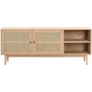 Buffet 2 portes en cannage naturel et placage chêne 170 cm - Eden - Publicité Buffet 2 portes en cannage naturel et placage chêne 170 cm - Eden - Publicité