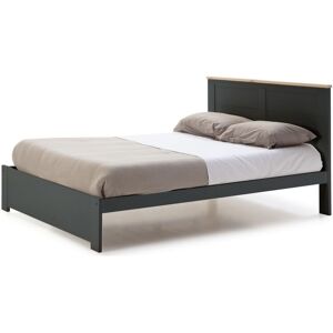 Lit adulte 160x200 cm avec tête de lit en bois gris anthracite - Nevea - Publicité Lit adulte 160x200 cm avec tête de lit en bois gris anthracite - Nevea - Publicité