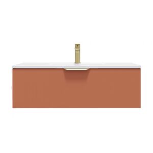HOMIFAB Meuble de salle de bain suspendu vasque intégrée 90cm 1 tiroir Terracotta - Venice