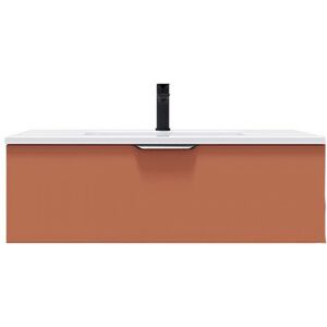 HOMIFAB Meuble de salle de bain suspendu vasque intégrée 90cm 1 tiroir Terracotta - Soho