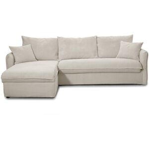 Canapé d'angle convertible 5 places déhoussable en velours côtelé beige - Ouverture express - Couchage quotidien - Gina - Publicité Canapé d'angle convertible 5 places déhoussable en velours côtelé beige - Ouverture express - Couchage quotidien - Gina - Publicité