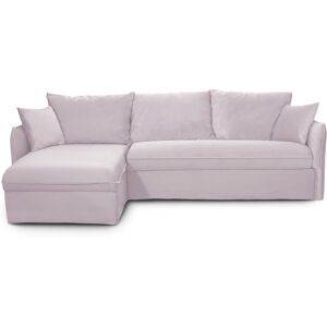 Canapé d'angle convertible 5 places déhoussable en velours rose pâle - Ouverture express - Couchage quotidien - Gina - Publicité Canapé d'angle convertible 5 places déhoussable en velours rose pâle - Ouverture express - Couchage quotidien - Gina - Publicité