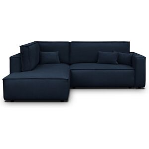 Canapé d'angle ouvert à gauche convertible 3 places en tissu chenille bleu foncé - Emma - Publicité Canapé d'angle ouvert à gauche convertible 3 places en tissu chenille bleu foncé - Emma - Publicité