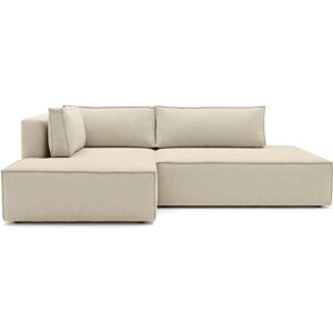 Canapé d'angle à gauche convertible 3 places avec coffre en tissu chenille beige foncé - Barani - Publicité Canapé d'angle à gauche convertible 3 places avec coffre en tissu chenille beige foncé - Barani - Publicité