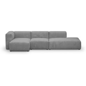 Canapé d'angle à gauche modulable avec méridienne 5 places en velours côtelé gris clair - Modulo - Publicité Canapé d'angle à gauche modulable avec méridienne 5 places en velours côtelé gris clair - Modulo - Publicité