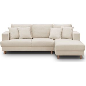 Canapé d'angle à droite convertible 4 places en tissu chenille beige - Marceau - Publicité Canapé d'angle à droite convertible 4 places en tissu chenille beige - Marceau - Publicité
