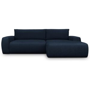 Canapé d'angle droit convertible 3 places en tissu chenille bleu foncé - Sonny - Publicité Canapé d'angle droit convertible 3 places en tissu chenille bleu foncé - Sonny - Publicité