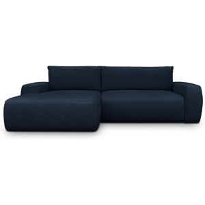 Canapé d'angle gauche convertible 3 places en tissu chenille bleu foncé - Sonny - Publicité Canapé d'angle gauche convertible 3 places en tissu chenille bleu foncé - Sonny - Publicité