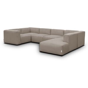 Canapé modulable panoramique 9 places ouvert à droite + pouf en velours côtelé taupe - Modulo - Publicité Canapé modulable panoramique 9 places ouvert à droite + pouf en velours côtelé taupe - Modulo - Publicité