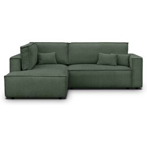 Canapé d'angle ouvert à gauche convertible 3 places en tissu bouclé vert foncé - Emma - Publicité Canapé d'angle ouvert à gauche convertible 3 places en tissu bouclé vert foncé - Emma - Publicité