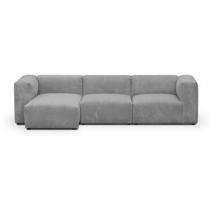 Canapé d'angle à gauche modulable avec méridienne 4 places en velours côtelé gris clair - Modulo - Publicité Canapé d'angle à gauche modulable avec méridienne 4 places en velours côtelé gris clair - Modulo - Publicité