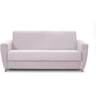 Canapé convertible 3 places en velours rose pâle - Ouverture express - Couchage quotidien - Leandro - Publicité Canapé convertible 3 places en velours rose pâle - Ouverture express - Couchage quotidien - Leandro - Publicité