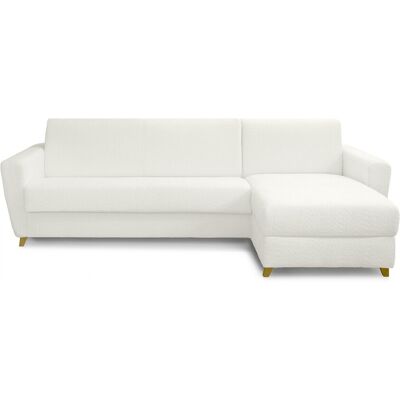 Canapé d'angle convertible réversible 5 places en tissu bouclette beige - Ouverture express - Couchage quotidien - Leandro - Publicité Canapé d'angle convertible réversible 5 places en tissu bouclette beige - Ouverture express - Couchage quotidien - Leandro - Publicité