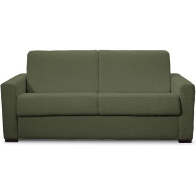 Canapé convertible 3 places en tissu bouclette vert kaki - Ouverture express - Couchage quotidien - Paloma - Publicité Canapé convertible 3 places en tissu bouclette vert kaki - Ouverture express - Couchage quotidien - Paloma - Publicité