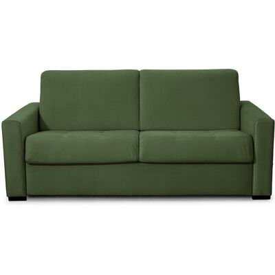 Canapé convertible 3 places en velours vert forêt - Ouverture express - Couchage quotidien - Paloma - Publicité Canapé convertible 3 places en velours vert forêt - Ouverture express - Couchage quotidien - Paloma - Publicité