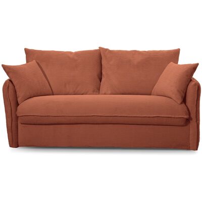 Canapé convertible 3 places déhoussable en velours côtelé rouille - Ouverture express - Couchage quotidien - Gina - Publicité Canapé convertible 3 places déhoussable en velours côtelé rouille - Ouverture express - Couchage quotidien - Gina - Publicité