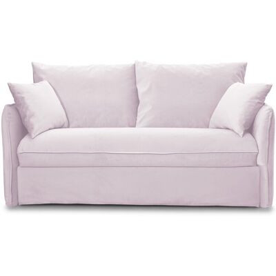 Canapé convertible 3 places déhoussable en velours rose pâle - Ouverture express - Couchage quotidien - Gina - Publicité Canapé convertible 3 places déhoussable en velours rose pâle - Ouverture express - Couchage quotidien - Gina - Publicité