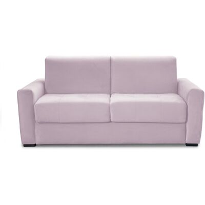 Canapé convertible 3 places en velours rose pâle - Ouverture express - Couchage quotidien - Andrea - Publicité Canapé convertible 3 places en velours rose pâle - Ouverture express - Couchage quotidien - Andrea - Publicité