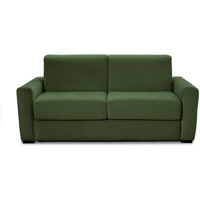 Canapé convertible 3 places en velours vert forêt - Ouverture express - Couchage quotidien - Andrea - Publicité Canapé convertible 3 places en velours vert forêt - Ouverture express - Couchage quotidien - Andrea - Publicité