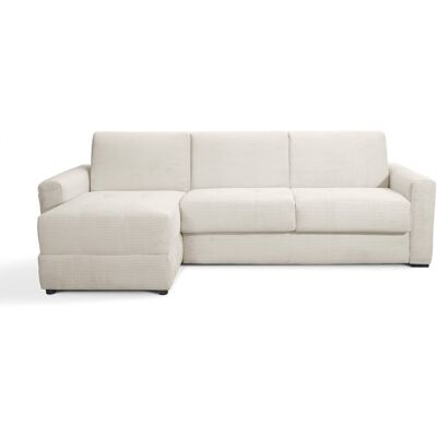 Canapé d'angle convertible réversible 5 places en velours côtelé beige - Ouverture express - Couchage quotidien - Andrea - Publicité Canapé d'angle convertible réversible 5 places en velours côtelé beige - Ouverture express - Couchage quotidien - Andrea - Publicité